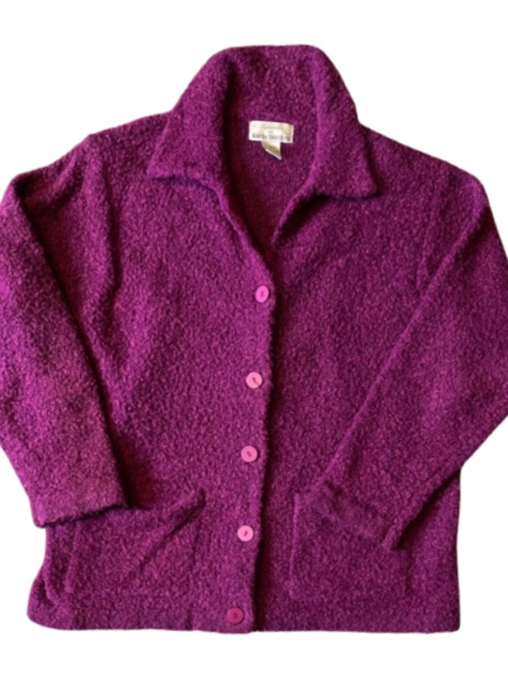 Vintage KNITWORKS by MARISA CHRISTINAWool-Blend Bouclé Cardigan Jacket Sz L